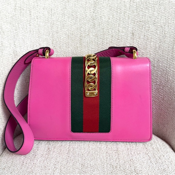 Authentic Gucci Sylvie Leather Shoulder Bag pink leather - Picture 7 of 16